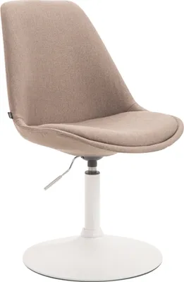 Produktbild von CLP Esszimmerstuhl Maverick Stoff drehbar und stufenlos verstellbar taupe Gestell Farbe weiß