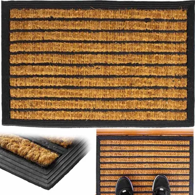 Zdjęcie produktu dla Deco4Home Wycieraczka 45x75cm | Włókno Kokosowe | Czarna/Brązowa