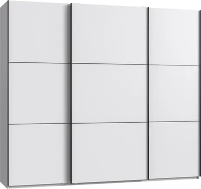 Productafbeelding van Schuifdeurenkast, garderobekast, 3 deuren, 250 cm, modern, volledig uitgerust, in wit / 22010