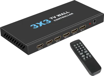 Obrázek produktu pro 3X3 ovladač videostěny TV nástěnný procesor pro vstup HDMI podpora 3840 x 2160 při 30 Hz vstup a výstup podpora skutečného rozlišení 4K 1 x 1, 1 x 2, 1 x 3, 1 x 4, 2 x 1, 2 x 2, 2 x 3, 2 x 4, 3 x 1, 3 x 2, 3 x 3, 4 x 1, 4 x 2, 3 x 4, 4 x 3 , 4x4 streamovací mediální video zařízení