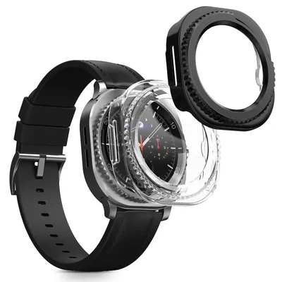 Produktbild von kwmobile 2x Glas Hülle für Samsung Galaxy Watch 8 Classic (46mm) Schutzhülle - Fullbody Fitnesstracker Case Set aus Glas - Transparent Schwarz