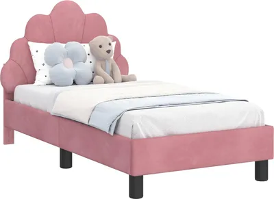 Obrázek produktu pro vidaXL Dětský rám postele s čelem růžový 70 x 140 cm sametový