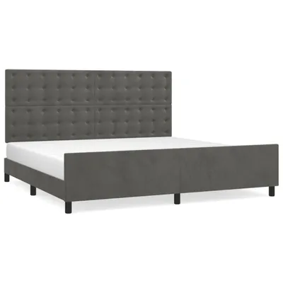 Image de vidaXL Cadre de lit sans matelas gris foncé 200x200 cm velours