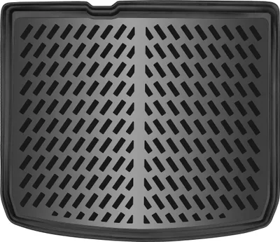 A black car trunk liner with a textured pattern.