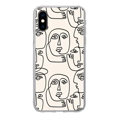 Produktbild von MuchoWow® Handyhülle Schutzhülle Hülle für iPhone X Gesicht - Muster - Strichzeichnung Silikon Softcase Handy Hülle - Handyhülle