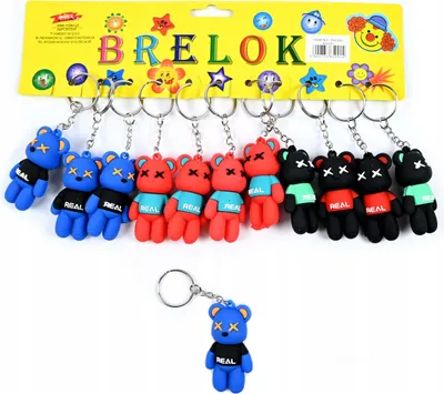 Zdjęcie produktu dla Brelok Do Kluczy Miś Niedźwiedź Zawieszka Do Plecaka Torebki Zestaw 12Szt