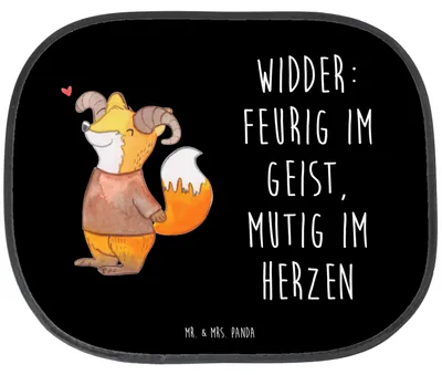 Produktbild von Mr. & Mrs. Panda Sonnenschutz Auto Widder Astologie - Schwarz - Geschenk, Tierkreiszeichen, Sternzeichen, für Autoscheiben, Astrologie, Sonnenblende, Fenster