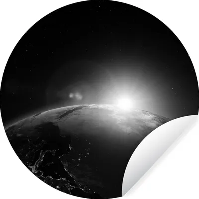 Produktbild von MuchoWow® Runde Wandtattoo - Wandsticker Tapete Aufkleber Erde - Sonne - Weltraum Ø 100 cm Selbstklebend und Repositionierbar - Wandaufkleber - Kreis - Tapetenkreis - Wandbild rund - Schlafzimmerdekoration - Wanddeko - runde Tapete - Kunst für zu Hause