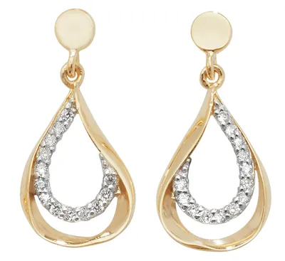 Produktbild von Edle 9 Karat (375) Gold Damen - Paar Ohrringe mit Zirkonia - 19mm*9mm; TRS1892