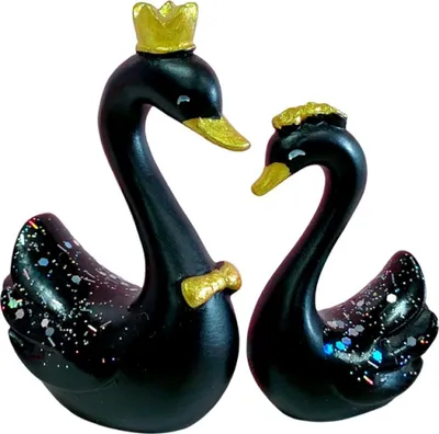 Produktbild von 1 Paar Schwan-Desktop-Ornamente, Kunstwerk, realistische Form, lächelnd, klare Textur, Tier, Heimverschönerung, Kuchen, DIY-Krone, Schwan-Skulptur, Skulptur, Kuchen, Schwan-Topper, Geschenk