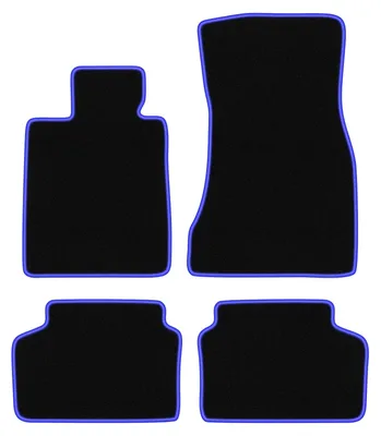 Produktbild von Fußmatten Automatten Velours Schwarz/Blau für BMW 7 G11 2015- Set 4-tlg