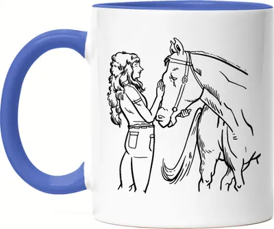 Produktbild von Pferd Tasse Blau Hengst Frau Liebe Modern Reiten Hobbie Tier Pferdeflüsterer Ausritt Pferdeliebhaber Reiterin