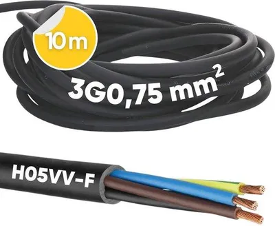 Zdjęcie produktu dla Elastyczny kabel H05VV-F, 3-żyłowy - 3 x 0,75 mm², kabel z PVC do zastosowań wewnętrznych