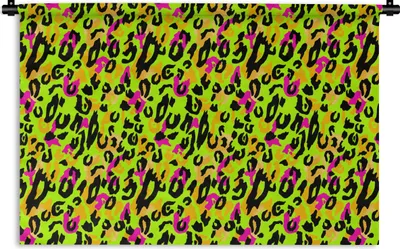 Produktbild von MuchoWow® Wandteppich Wandbehang Tiermuster - Muster - Neon - Gelb 150x100 cm Tapisserie Dekoration Wandtuch - Waschbar - Tapisserien - Wand-Decke