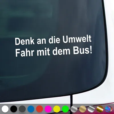 Produktbild von PantherPixel Denk An Die Umwelt Aufkleber Fahr Mit Dem Bus Sticker Auto Geschenkidee Farbe Weiss