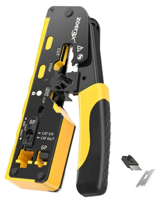 Immagine prodotto di Pinza crimpatrice per cavi, adatta per connettori RJ45, strumento di taglio di precisione, colore giallo