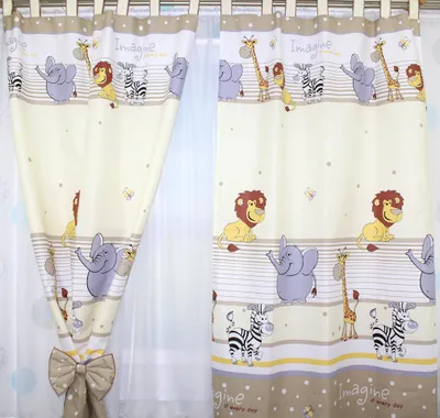 Produktbild von Vorhänge mit Schlaufen Kinder Baby Gardinen Kinderzimmer Vorhang 25. Safari Beige