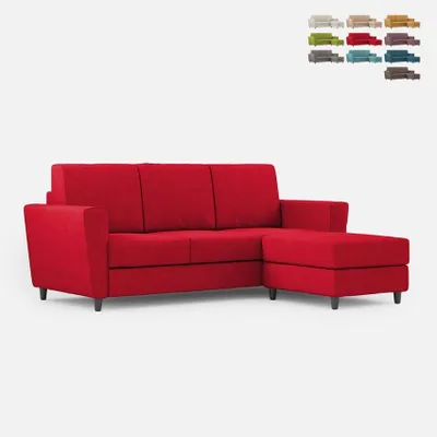 Productafbeelding van Moderne 3-zits stoffenbank 212 cm met voetenbank Yasel 180P - Rood