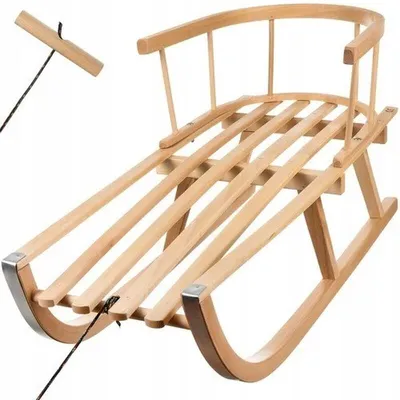 Produktbild von Kruzzel 25217 Vollholzschlitten mit Rückenlehne und Zugschnur, 90 cm
