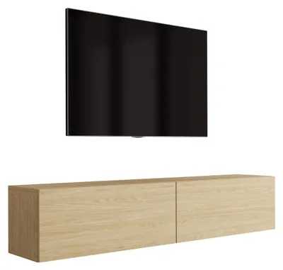 Immagine prodotto di Mobile TV sospeso, in legno di quercia, finitura ad olio, dimensioni 170 x 32 x 34 cm