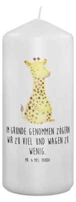 Produktbild von Mr. & Mrs. Panda Kerze Giraffe Zufrieden 19 x 8 cm - Weiß - Geschenk, Wildtiere, Blockkerze, Wachskerze, Afrika, Bedruckte, Abenteuer, Stumpenkerze, Erinnerungslicht