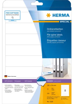Obrázok produktu pre HERMA Special - papier - matný - trvale samolepiaci - biely - 192 x 34 mm 200 štítkov (25 listov x 8)