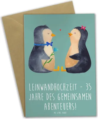 Produktbild von Mr. & Mrs. Panda Glückwunschkarte 35. Hochzeitstag Leinwandhochzeit - Meeresbrise - Geschenk, Liebe und Zusammenhalt, weihnachtskarten, hochzeitskarten, babykarte