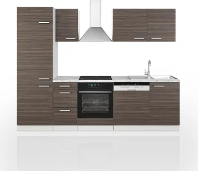 Produktbild von Vicco Küchenzeile Optima, 270 cm ohne Arbeitsplatte, Edelgrau/Weiß