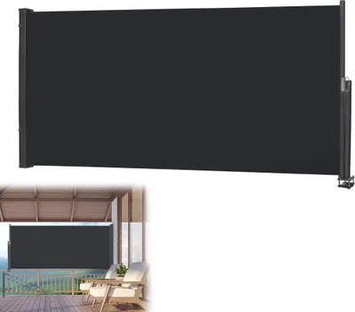 Obrázek produktu pro LARS360 100x300cm boční markýza nástěnná markýza výsuvná zástěna na soukromí markýza boční roleta ochrana proti slunci a větru neprůhledná antracitová