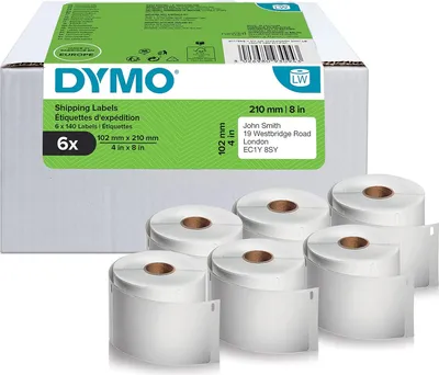 Produktbild von DYMO LabelWriter-Versand-Etiketten 102 x 210 mm weiß 6 Rollen à 140 Etiketten