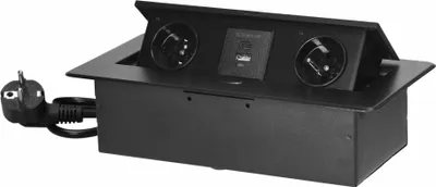Immagine prodotto di orno-logistic | Presa Da Mobile OR-GM-9035/B - Nera - 2 Prese USB - Design Elegante - Cavo 1,5 m