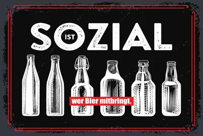 Produktbild von vianmo Blechschild 20x30 cm Sozial ist wer Bier mitbringt schwarzes