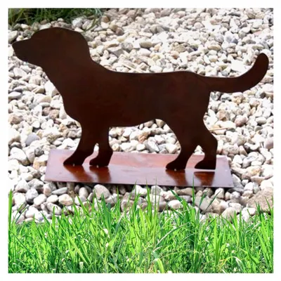Produktbild von Hundefigur aus Cortenstahl für Garten Dekoration, langlebige Rost Tierfigur für den Außenbereich, handgefertigte Hundeskulptur als Geschenk für Hundeliebhaber