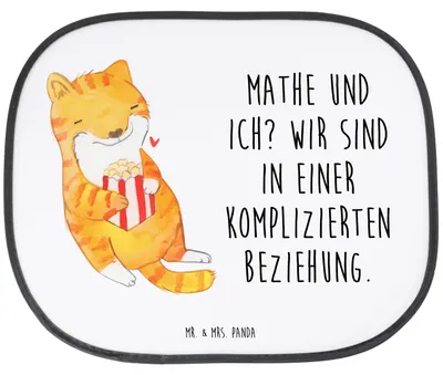 Produktbild von Mr. & Mrs. Panda Auto Sonnenblende Katze Dyskalkulie - Weiß - Geschenk, Sonnenschutz Fürs, Autoscheibe, Rechenschwäche, Rechenstörung, für Autoscheiben