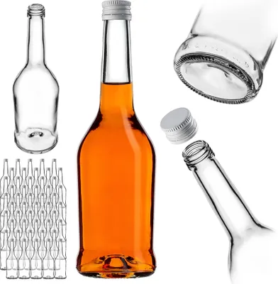 Image de KADAX Bouteilles à liqueur 500ml, 50 pièces, Bouteilles vides pour remplir huile, vinaigre, liqueur, vin et eau-de-vie, Bouteilles en verre, bouteilles à liqueur, bouteilles à jus (Blanc)
