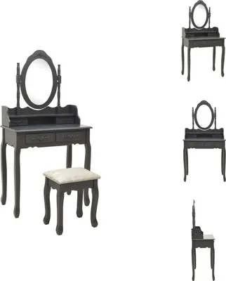Obrázek produktu pro vidaXL Toaletní stolek s taburetem šedý 75x69x140 cm dřevo paulovnie - Toaletní stolky
