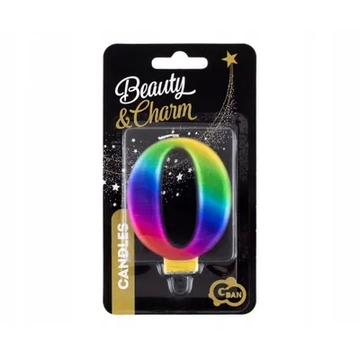 Immagine prodotto di Candela per torta numero 0 metallico, arcobaleno 8 cm
