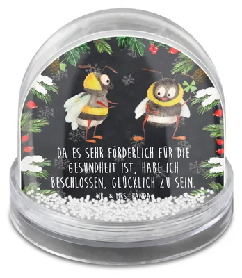 Produktbild von Mr. & Mrs. Panda Weihnachts Schneekugel Hummeln Kleeblatt - Kreidetafel - Geschenk, glücklich sein, Hummel, Weihnachten, Werden, Spruch Fröhlich, Lustige Sprüche, Biene