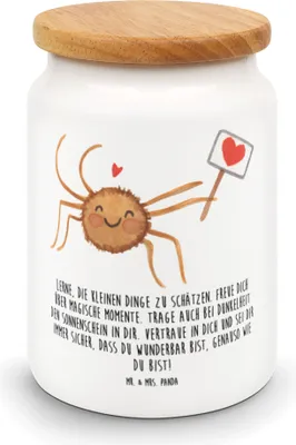 Produktbild von Mr. & Mrs. Panda Kaffeedose Spinne Agathe Motivation - Weiß - Geschenk, Glück, Liebe, Vorratsbehälter, Vertrauen, behälter, zuckerdose, Teedose, Dankeschön, Keksdose
