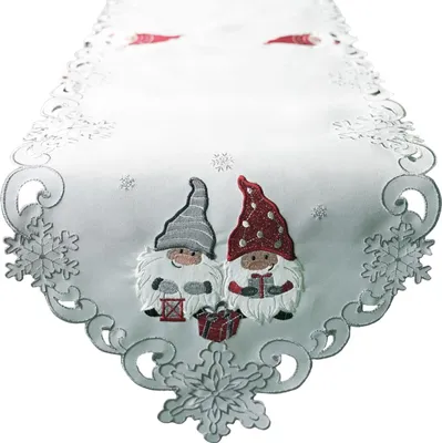 Produktbild von Tischläufer AMIRA Weihnachten Wichtel Polyester weiß 40 x 140 cm