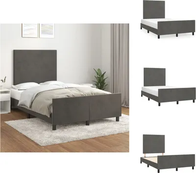 Produktbild von vidaXL Bettgestell mit Kopfteil Dunkelgrau 120x200 cm Samt -  Betten & Bettgestelle