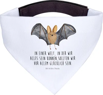 Produktbild von Mr. & Mrs. Panda Bandana Fledermaus Flügel - Weiß - Geschenk, Halstuch Hund, Für Hunde, Lustige Sprüche, Hundetuch