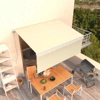 Zdjęcie produktu dla The Living Store Wysuwana markiza ze składanym ramieniem i roletą 3x2,5 m kremowa
