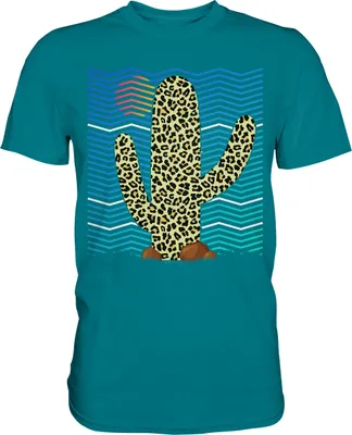 Produktbild von Retro Leopard Kaktus T-Shirt – Diva Blue / L
