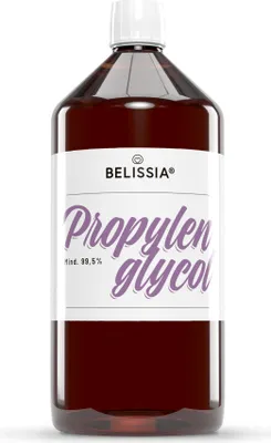 Produktbild von Belissia Propylenglykol 1l 99,5% - Hochrein in Pharmaqualität - Ph. Eur/USP - PG Propylenglykol flüssig E1520 1000ml - Rein, Vegan, 0% Zusatzstoffe