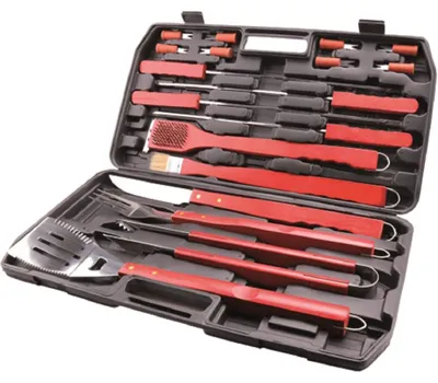Image de Sandrigarden Set de barbecue 18 pièces en acier inoxydable avec manche en bois