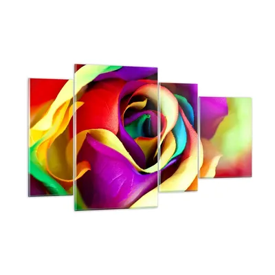 Produktbild von Bilder auf glas - Blume Farbe Rose - 120x70cm - Glasbilder - Wandbilder - Kunstdruck - zum Aufhängen bereit - Wanddekoration aus Glas - Glas Bilder - Wandbild auf Glas - 4 Teile - GDL120x70-3623