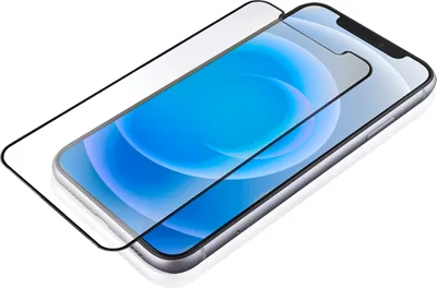 A screen protector is shown placed on top of a smartphone.