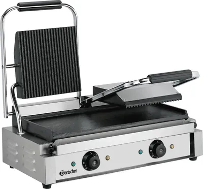 Produktbild von BARTSCHER Doppel-Kontaktgrill Grillplatten oben gerillt, unten glatt
