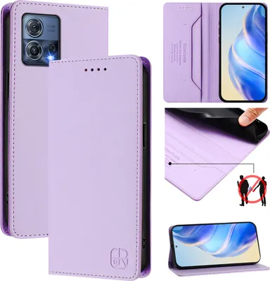 Image de Etui en cuir pour Motorola Edge 30 Fusion, étui à rabat avec fentes pour cartes, portefeuille et support Violet